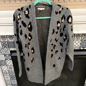 Maurices Gray and Black Leopard Cardigan
